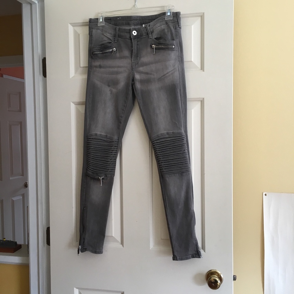 Amazing grey H&M stretch skinny biker jeans
